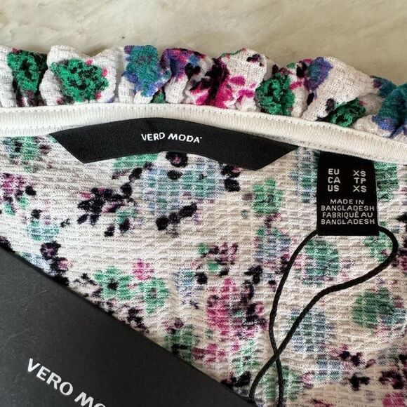 Vero Moda strappy mini dress in blue floral stretch size XS NWT - Picture 8 of 12